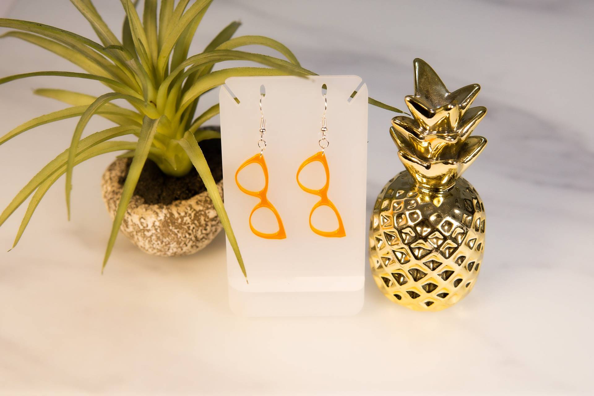 Brillen-Ohrringe Acryl Schmuck Orange, Party, Geschenk von HoneyMoodShop