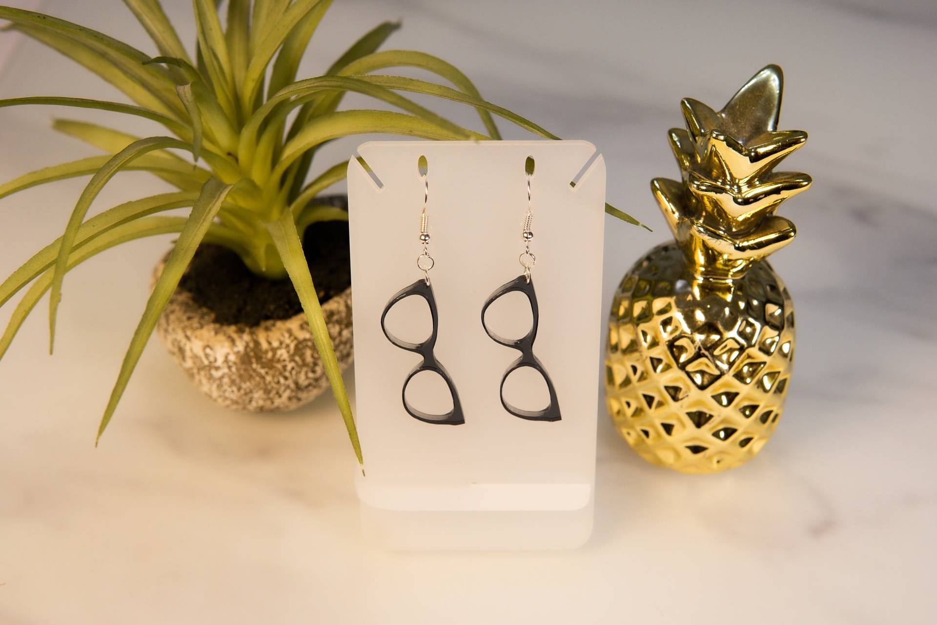 Brillen-Ohrringe Acryl Schmuck Schwarz, Party, Geschenk von HoneyMoodShop