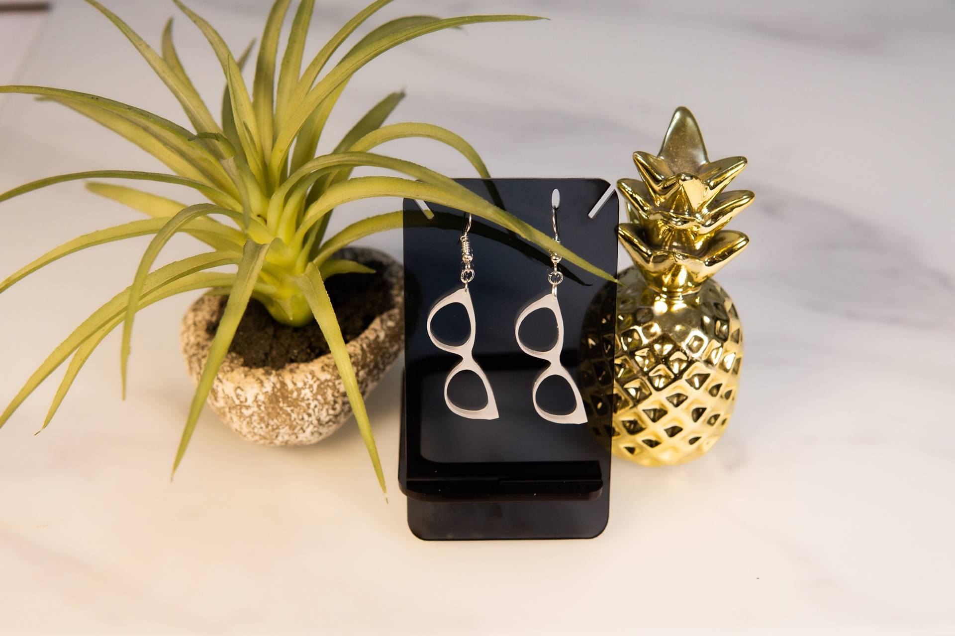 Brillen-Ohrringe Acryl Schmuck Weiß, Party, Geschenk von HoneyMoodShop