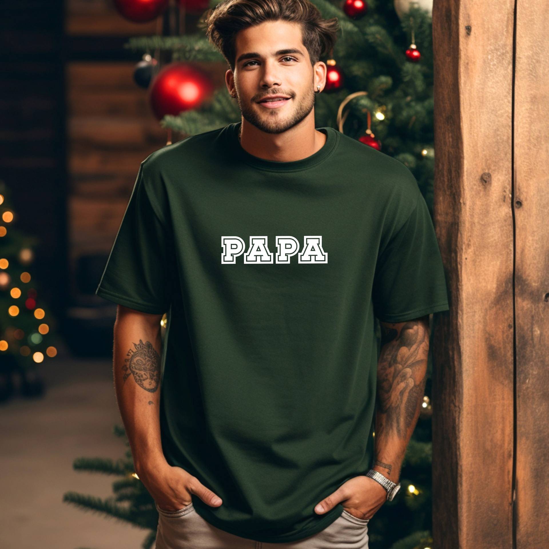 Papa Outfit, Passendes T-Shirt Für Vatertag, Bottle Green von HoneyMoodShop