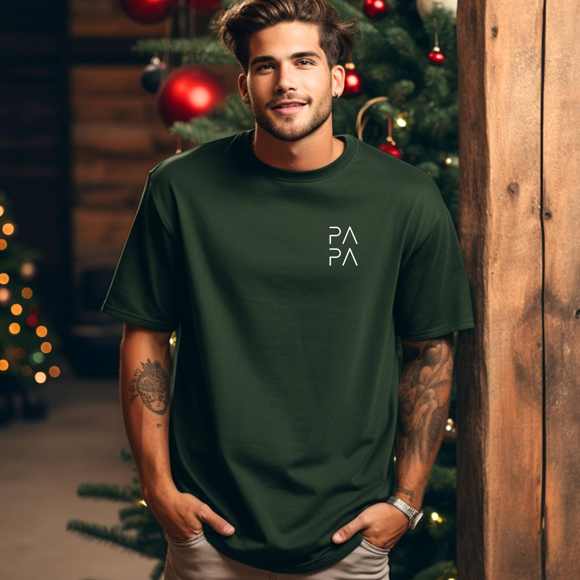 Papa Outfit, Passendes T-Shirt Für Vatertag, Bottle Green von HoneyMoodShop