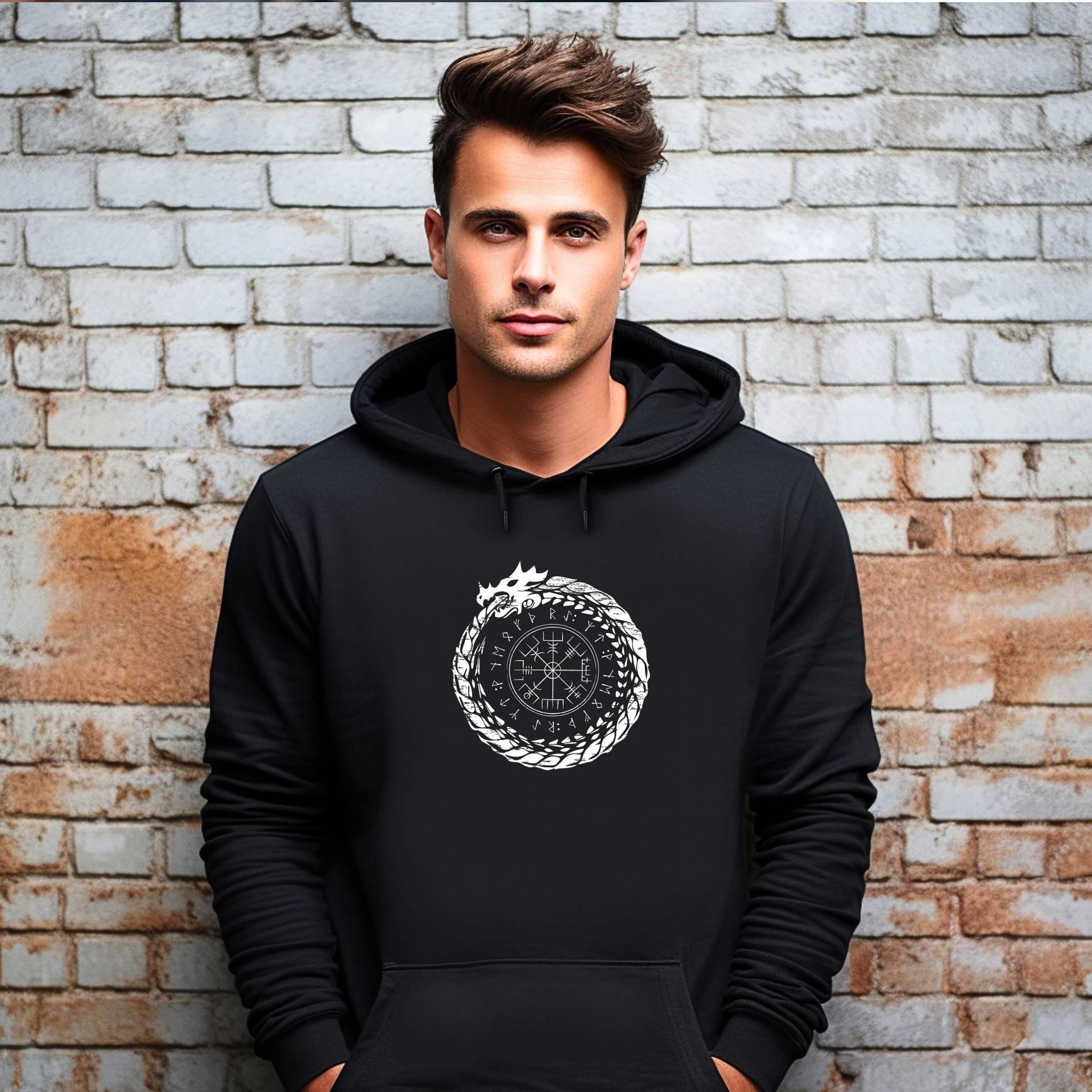 Wikinger-Hoodie, Vegvisir-Hoodie, Wikinger-stil, Runen-Shirt, Goth-Hoodie, Metall-Hoodie, Goth-Wikinger-Hoodie 004 von HoneyMoodShop