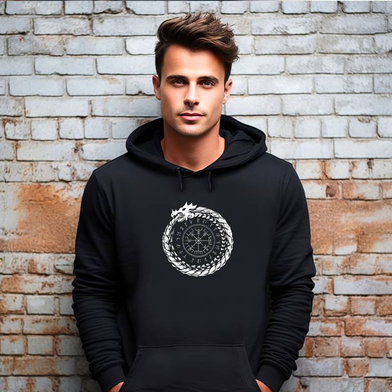 Wikinger-Hoodie, Vegvisir-Hoodie, Wikinger-stil, Runen-Shirt, Goth-Hoodie, Metall-Hoodie, Goth-Wikinger-Hoodie 004 von HoneyMoodShop