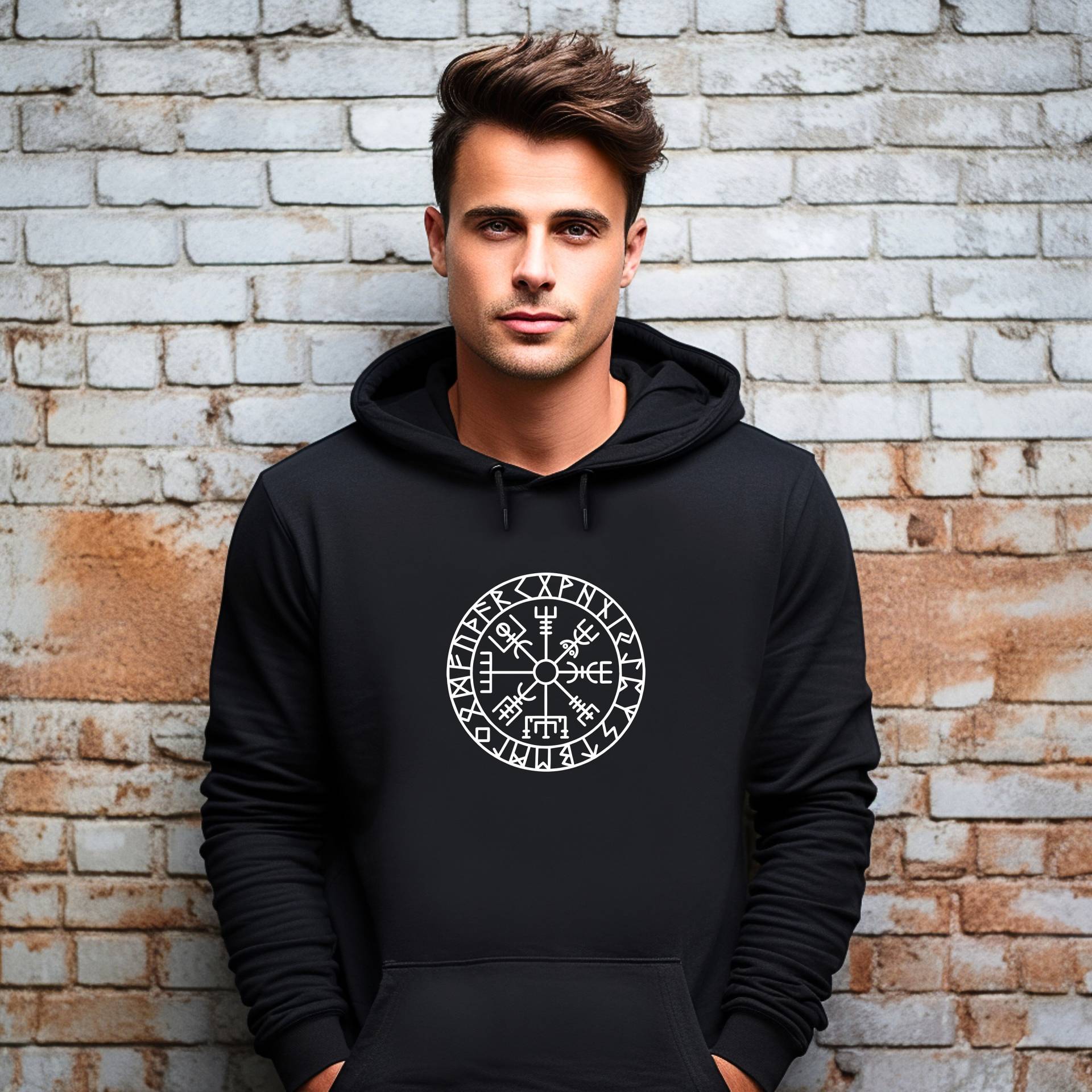 Wikinger-Hoodie, Vegvisir-Hoodie, Wikinger-stil, Runen-Shirt, Goth-Hoodie, Metall-Hoodie, Goth-Wikinger-Hoodie von HoneyMoodShop