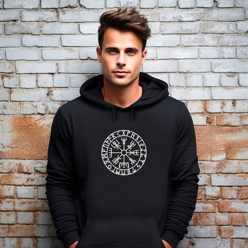 Wikinger-Hoodie, Vegvisir-Hoodie, Wikinger-stil, Runen-Shirt, Goth-Hoodie, Metall-Hoodie, Goth-Wikinger-Hoodie von HoneyMoodShop