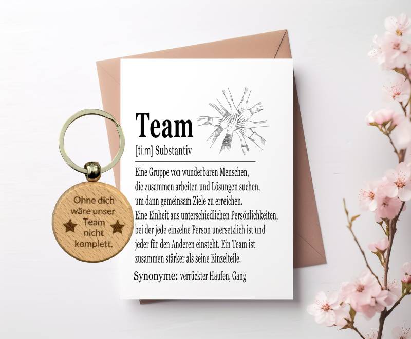 Team Karte Schwarz-Weiß Mit Schlüsselanhänger "Ohne Dich Wäre Unser Nicht Komplett", Sportfreunde, Fußball Mannschaft, Trainer, Teams von HoneybeeWelt