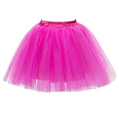 Honeystore Damen's Mini Tutu Ballett Mehrschichtige Rüschen Unterkleid Hellfuchsie von Honeystore