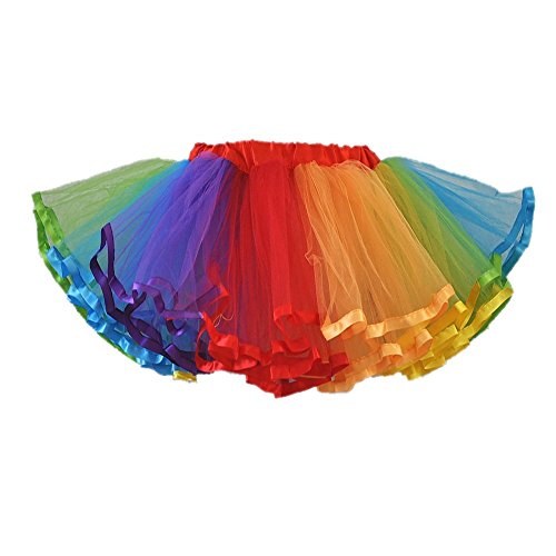 Honeystore Damen's Mini Tutu Ballett Mehrschichtige Rüschen Unterkleid Regenbogen von Honeystore