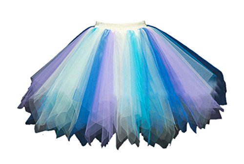 Honeystore Damen's Tutu Unterkleid Rock Abschlussball Abend Gelegenheit Zubehör Blau Gelb und Violett von Honeystore