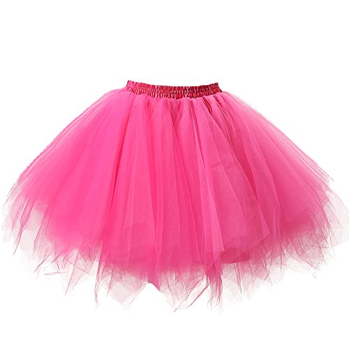 Honeystore Damen's Tutu Unterkleid Rock Abschlussball Abend Gelegenheit Zubehör Fuchsie von Honeystore