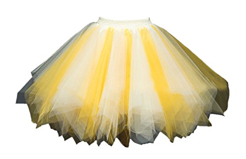 Honeystore Damen's Tutu Unterkleid Rock Abschlussball Abend Gelegenheit Zubehör Gelb und Champagner von Honeystore