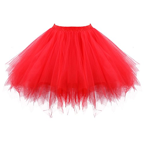 Honeystore Damen's Tutu Unterkleid Rock Abschlussball Abend Gelegenheit Zubehör Rot von Honeystore