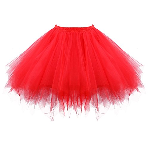 Honeystore Damen's Tutu Unterkleid Rock Abschlussball Abend Gelegenheit Zubehör Rot von Honeystore