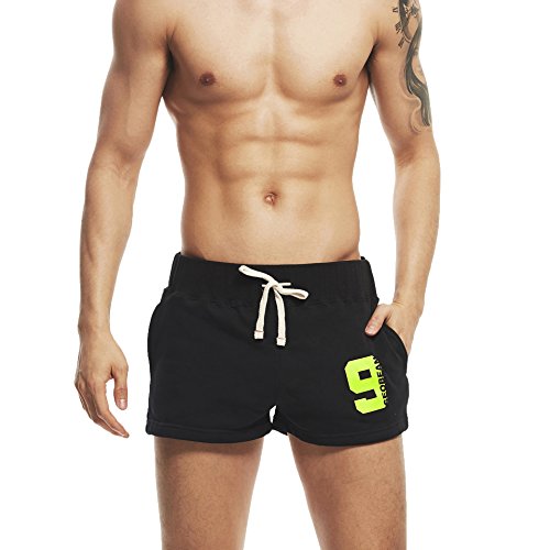 Honeystore Herren Badeanzug Strand Shorts Badehose Schwimmen beiläufige Kurze Hose mit Schnur Schwarz M von Honeystore