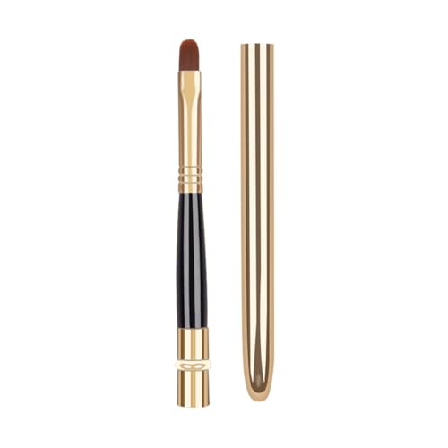 HonFitat Lippenpinsel, Lippenstift, Make-up-Pinsel, Lidschatten-Pinsel, weiches Haar mit Abdeckung, tragbarer Make-up-Pinsel, Beauty-Werkzeuge (goldfarben) von Honfitat