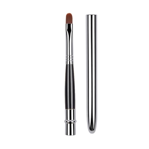 HonFitat Lippenpinsel, Lippenstift, Make-up-Pinsel, Lidschatten-Pinsel, weiches Haar mit Abdeckung, tragbarer Make-up-Pinsel, Beauty-Werkzeuge (silberfarben) von Honfitat