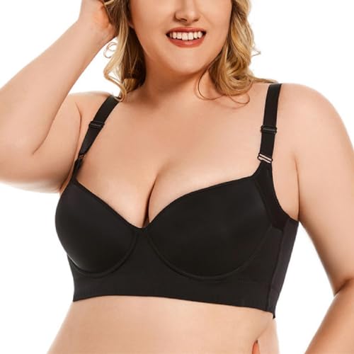 HongXINGDd Damen Full Coverage Seamless Mesh Deep Cup Unsichtbarer Rücken Fett BH Black 110A von HongXINGDd