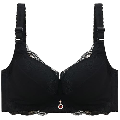 HongXINGDd Geblümter Damen-BH mit floraler Spitze und breitem Rücken Weich gepolsterter Tages-BH Black 2 110A von HongXINGDd