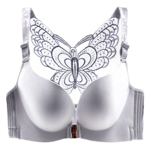 HongXINGDd Spitze Schmetterling Rücken Push-Up Ungepolsterter Bügel-BH Grey 80C von HongXINGDd