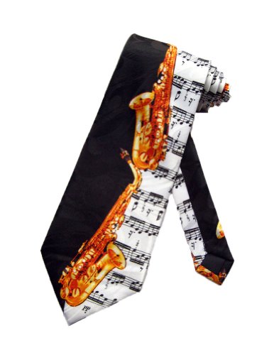 Herren Krawatten Business Krawatte für Herren Noten Saxophon Mode-Krawatte, schmal Krawatte für Männer, Weihnachten, Hochzeit, Business, formelle Party, 145 x 8 cm von Hongfacai