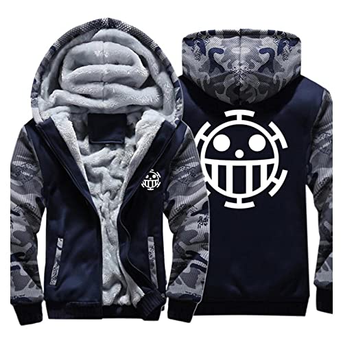 Anime One Piece Kapuzenpullover Trafalgar Law Q Kapuzenmantel Dicke Reißverschluss Männer Lässige Strickjacke Jacke Sweatshirt Winter Warmer Hoodie von Honghuang