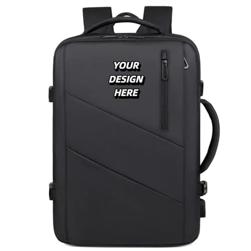 Benutzerdefinierte Logo Laptop-Rucksack Herren Multi-Pocket-Rucksack Wasserdicht Schultasche Geschäftstasche Reise Tasche Black,17 Inches von Honghuang