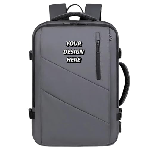 Benutzerdefinierte Logo Laptop-Rucksack Herren Multi-Pocket-Rucksack Wasserdicht Schultasche Geschäftstasche Reise Tasche Gray,17 Inches von Honghuang
