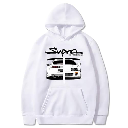 Honghuang Anime Initial D Toyota Supra Kapuzenpullover Herren JDM Manga Print Lose Lässige Langarm Japanische Art Lässiges Sweatshirt von Honghuang