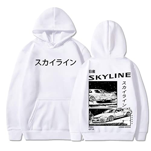 Honghuang Initial D Anime AE86 Kapuzenpullover Sweatshirts Unisex R34 Skyline GTR JDM Lässige Lose Pullover Kleidung von Honghuang