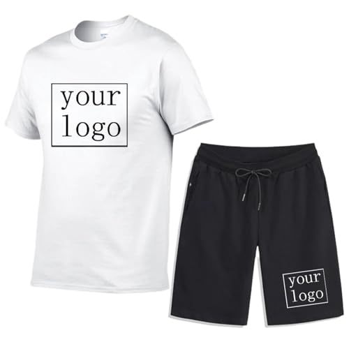 Honghuang Personalisierte T-Shirts Kurze Hosen Benutzerdefinierte Ihr Eigenes Logo Text Fotodruck Herren Trainingsanzug DIY Sommermode Kurzarm Sets Color2,L von Honghuang