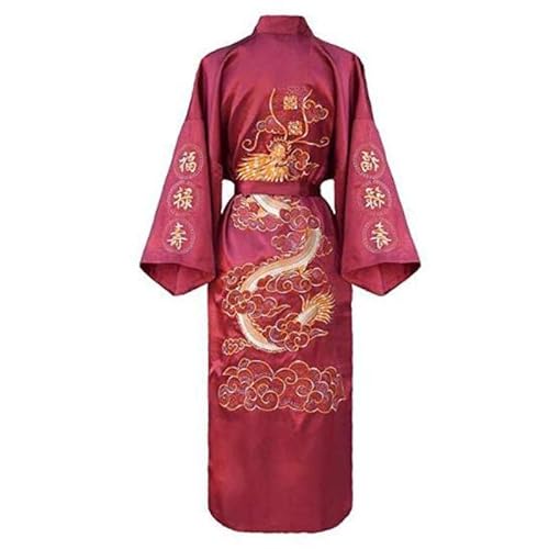 Kimono Bademantel Kleid Home Kleidung Plus Größe 3XL Männer Stickerei Drachen Robe Traditionelle Männliche Nachtwäsche Lose Nachtwäsche von Honghuang