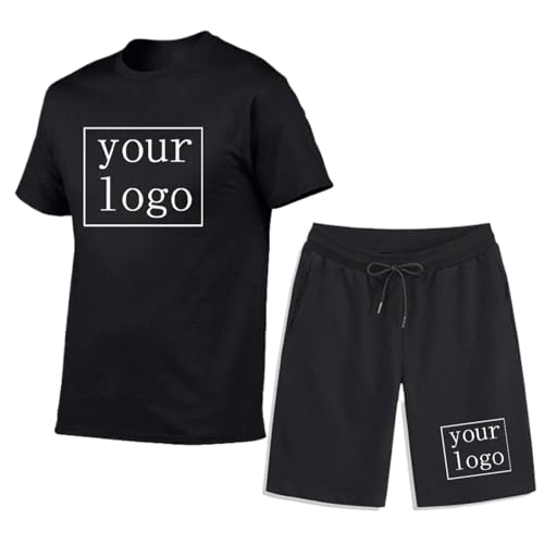 Personalisierte T-Shirts Kurze Hosen Benutzerdefinierte Ihr Eigenes Logo Text Fotodruck Herren Trainingsanzug DIY Sommermode Kurzarm Sets Color1,M von Honghuang