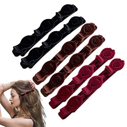 Hongjingda 6 Haarspangen aus Ente | geflochtene Haarspangen mit Beflockung und Entenschnabel | Haarnadel für Damen und Mädchen für verschwommenes Haar (6) von Hongjingda