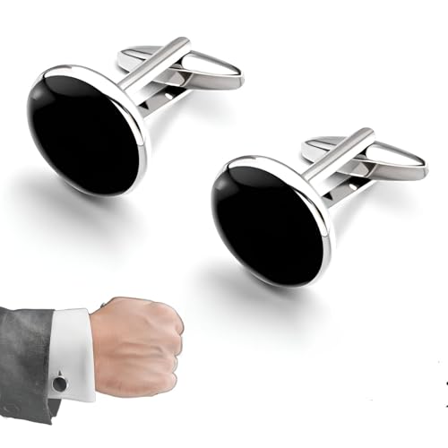 2 PCS Manschettenknöpfe Herren Schwarz,Klassische Manschettenknöpfe,Herren Manschettenknöpfe,Klassische Manchettenknoepfe White Cufflinks für Hemd, Hochzeit Geschäft Geschenk von Hongoen