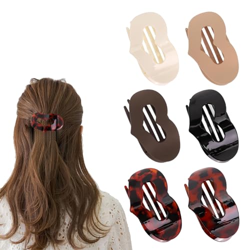6PCS Pack Haarklammer,Damen Flache Haarspangen,Starker Halt,Flache Haarklammern,Flache Krallenspange,Entenschnabel Haarspangen Damen,für dicke dünne lockige Haare Starker Halt kein Rutschen von Hongoen