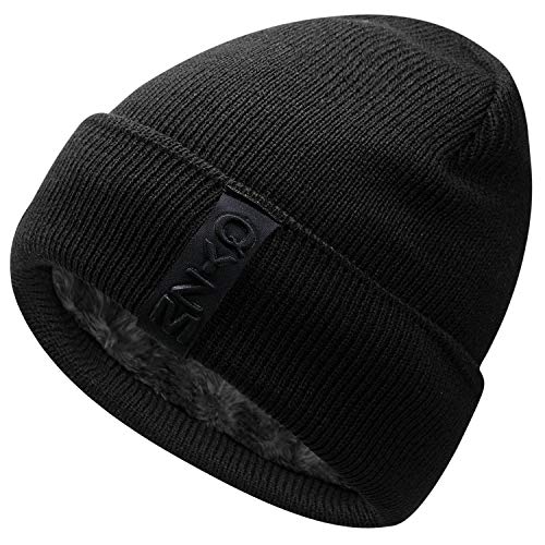 Hongtellor Strickmütze, warm, dick gefüttert, für Herren, Winter, Totenkopf-Mütze, Unisex, schwarz, Einheitsgröße Hongtellor Strickmütze, warm, dick gefüttert, für Herren, Winter, Totenkopf-Mütze, Unisex, schwarz, Einheitsgröße von Hongtellor
