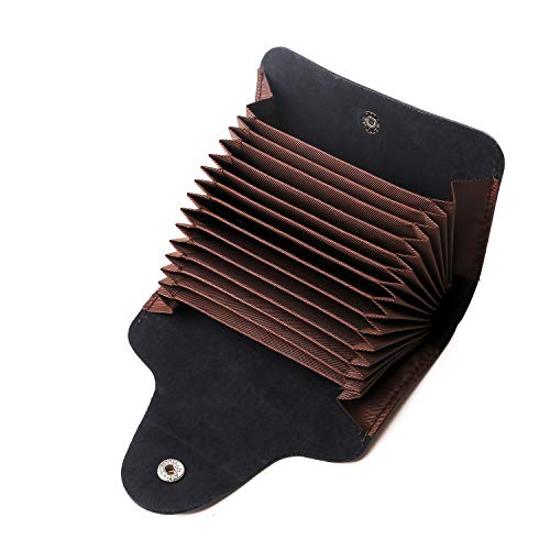 Hongyantech Echt Leder Kreditkartenetui Schwarz Kartenetui Kartenmappe Visitenkartenetui mit 15 Fächer, Kartenetui Scheckkartenetui Kartenmäppchen Kreditkartenmäppchen für Herren und Damen von Hongyantech