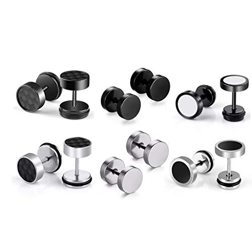 Hongyantech 6 Paar Edelstahl Creolen Set für Männer Frauen Allergie Ohrstecker Ohrschmuck Silber Schwarz von Hongyantech