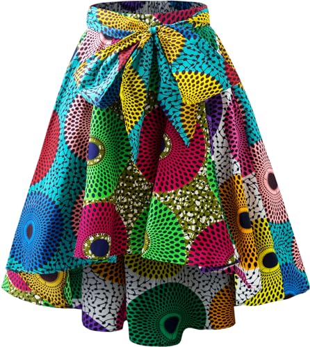 HongyuAmy Frauen African Print Wachs Röcke Ankara Mode Gürtel Elastische Taille Rock, Farbe B, X-Groß von HongyuAmy