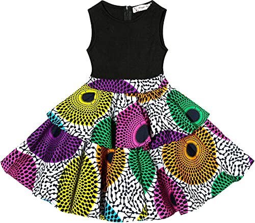 HongyuAmy Mädchen Kleid mit afrikanischem Druck, Ankara-Stil, Farbe C, Mittel von HongyuAmy