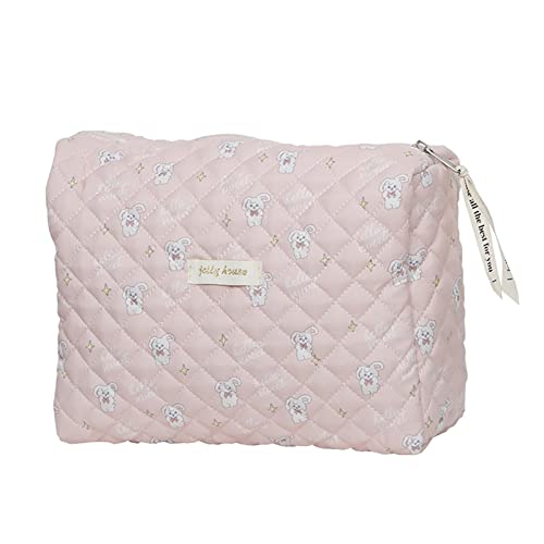 Honhoha Kosmetiktasche aus Baumwolle Ästhetische Blumen-Make-up-Tasche Niedlicher Make-up-Taschen-Kosmetiktaschen-Organizer für Reisekosmetik-Toilettenartikel von Honhoha