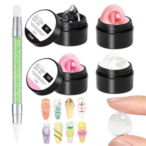 Modelliergel - Maniküre Gel Vier Farben,Wasserloser Nagelschmuck Formkleber Für Damen Und Mädchen Mit French Tips, Strasssteinen, Folie Und Für Home Salon Pediküre von Honhoha