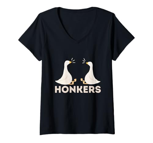 Damen Honkers Gans T-Shirt mit V-Ausschnitt Damen Honkers Gans T-Shirt mit V-Ausschnitt von Honkers Funny Tees