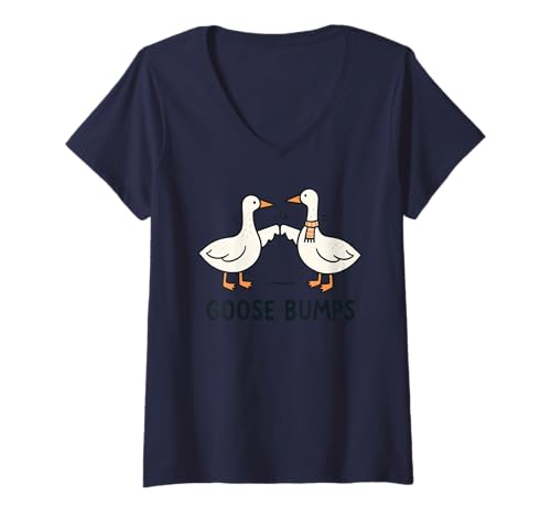 Damen Funny Goose Fist Bump Pun Minimal Cute Animal Illustration T-Shirt mit V-Ausschnitt Damen Funny Goose Fist Bump Pun Minimal Cute Animal Illustration T-Shirt mit V-Ausschnitt von Honking Good Puns Co.