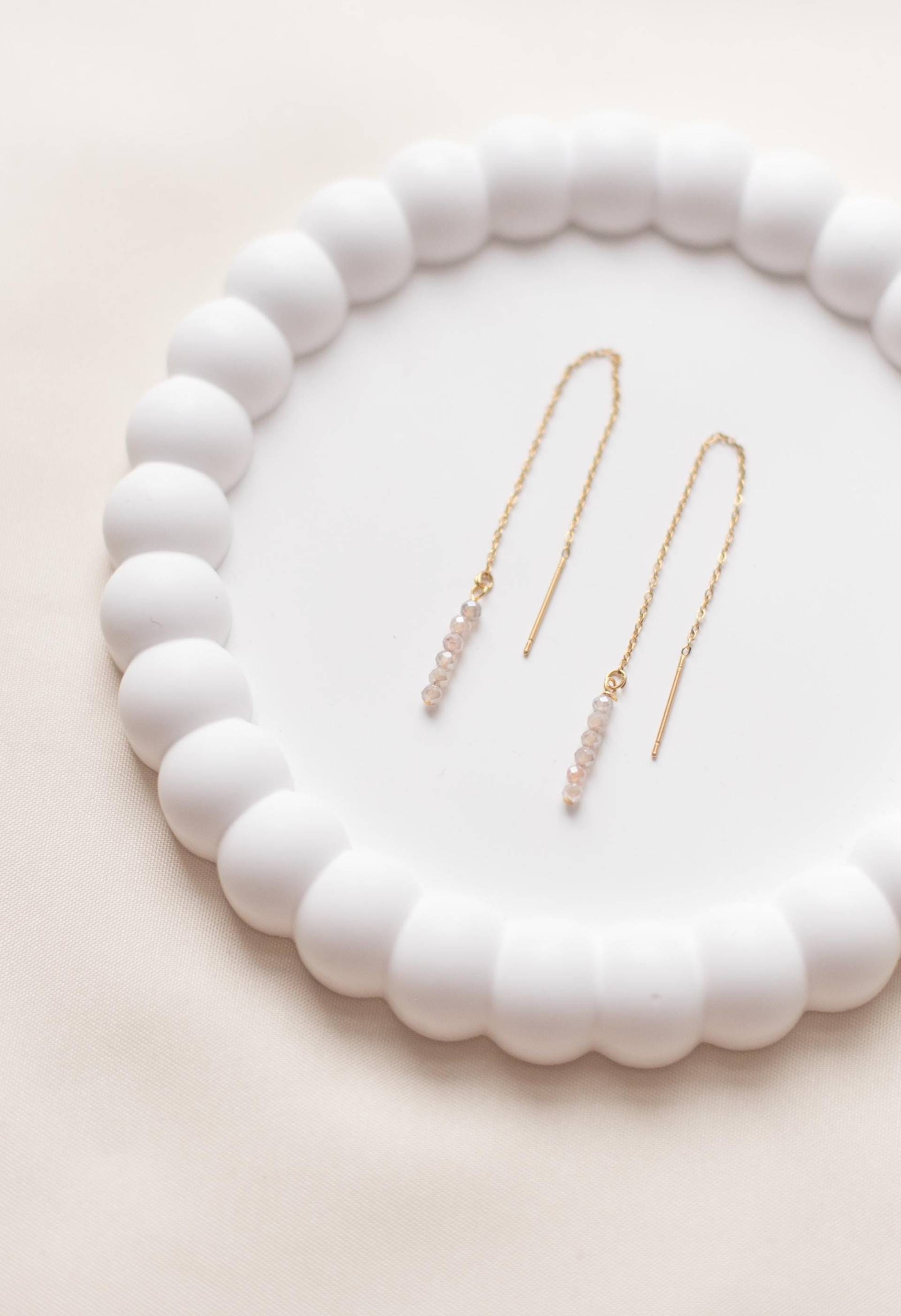 Florence | Fädelohrringe Gold Mit Perlen-Anhänger Durchziehohrringe Einfädler Threader von HonorJewelry