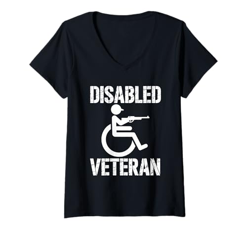 Damen Behinderte Veteranen Militärdienst Unterstützung Streitkräfte T-Shirt mit V-Ausschnitt Damen Behinderte Veteranen Militärdienst Unterstützung Streitkräfte T-Shirt mit V-Ausschnitt von Honoring Disabled Veterans Military Service Tops