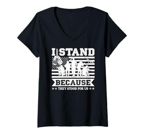 Damen Military Fallen Soldier Tribute Veteran Honor Grafik T-Shirt mit V-Ausschnitt Damen Military Fallen Soldier Tribute Veteran Honor Grafik T-Shirt mit V-Ausschnitt von Honoring Heroes Military Tribute Design Co