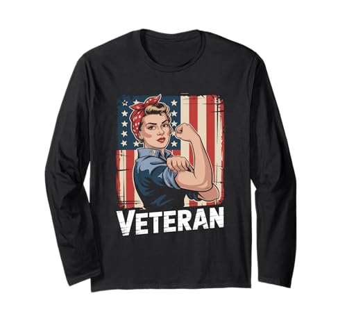 Weibliche Veteranen, Frauen, amerikanische Flagge, Veteranentag Langarmshirt von Honoring Military Service