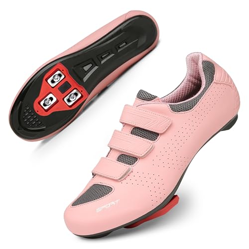 Honosuker Damen Fahrradschuhe Delta-kompatibel für Peloton Bike Indoor & Rennrad Leichte Fahrradschuhe mit Stollen Spinning Schuhe für Frauen Rosa von Honosuker