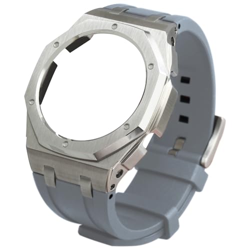 Hontao Edelstahl-Gehäuse und Armband-Set für GA-2100 GA-B2100, CasiOAK Style Upgrade, 316L-Metalllünette und Fluorelastomer-Band, verbesserter Schutz und Stil, Silbergrau, Medium Hontao Edelstahl-Gehäuse und Armband-Set für GA-2100 GA-B2100, CasiOAK Style Upgrade, 316L-Metalllünette und Fluorelastomer-Band, verbesserter Schutz und Stil, Silbergrau, Medium von Hontao